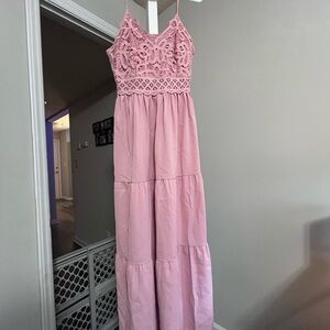 Pink Lace Maxi Dress